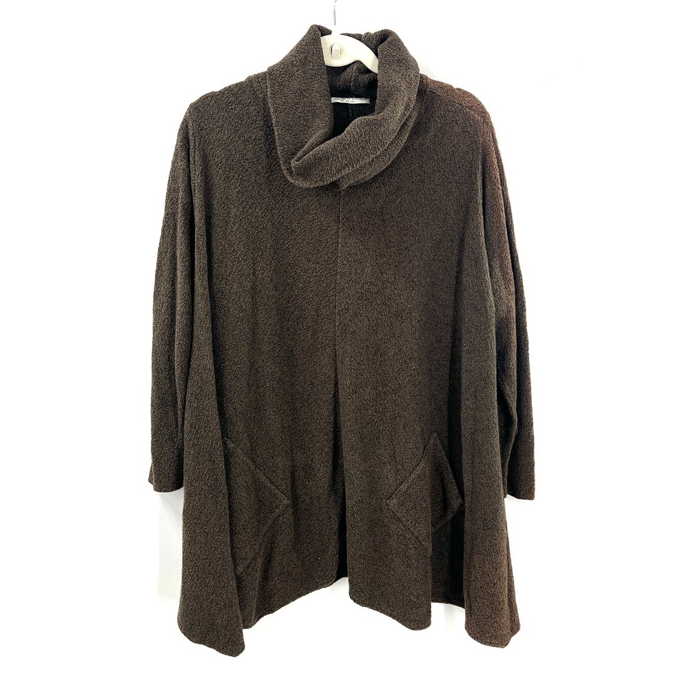 Margaret Winters New York cowl neck chore pocket lagenlook boho sweater top L